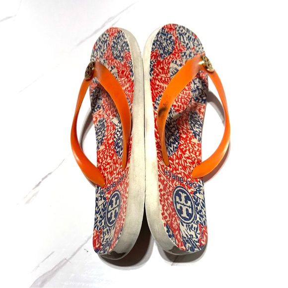 Tory Burch Women’s Orange Flip Flops Size 7 - Picture 7 of 11